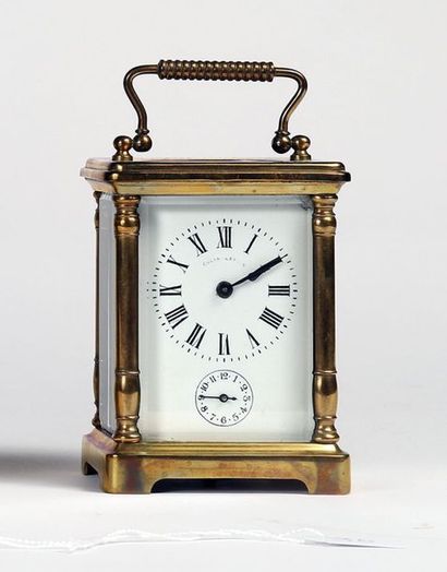 null Travel Clock from 'Culin Leyden', cylinder escapement, alarm clock, case with...
