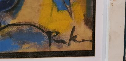 null Franz PRIKING (1929-1979)
Composition in yellow and blue, signed lower right
Gouache...