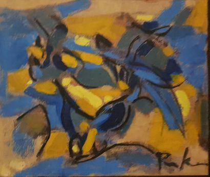 null Franz PRIKING (1929-1979)
Composition in yellow and blue, signed lower right
Gouache...