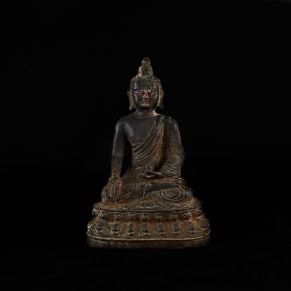 Cast iron statuette, representing the Buddha...