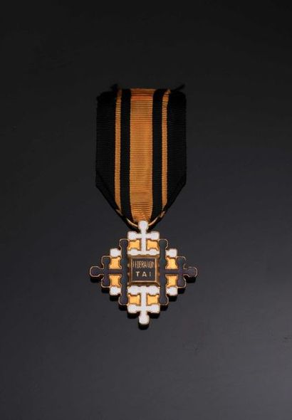 null INDOCHINE. Fédération Thaï, Ordre du Mérite Civil. Insigne de chevalier en bronze...