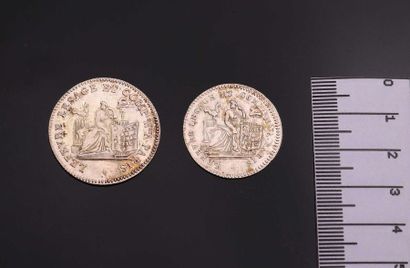 null -IDEM-. Lot of 2 pieces of confidence in silver 1792: 10 and 20 sols de Lefèvre...