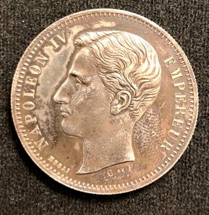 null NAPOLÉON IV (1856-1879). essai d’une 5 f. argent au buste de Napoléon IV, frappe...