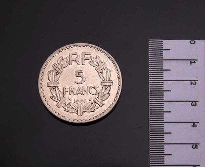 null –IDEM-. 5 f. Lavrillier en nickel, 1936. G 760. Rare et presque TTB