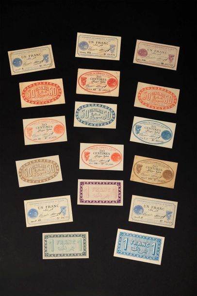 null -IDEM-. Chamber of Commerce of Algiers. Large lot of 17 banknotes including...