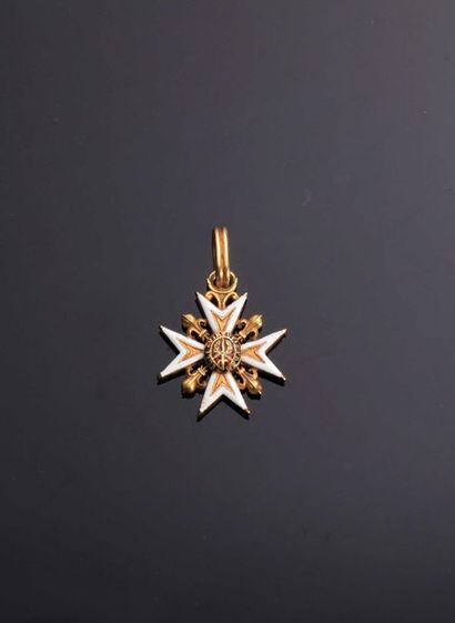 null ORDRE de SAINT LOUIS. Croix de chevalier en or et émail (31 mm) époque Louis...