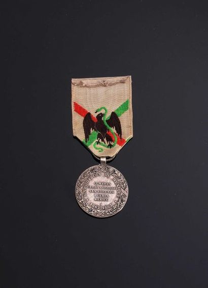 null SECOND EMPIRE. Médaille du Mexique, modèle officiel de Barre en argent, bon...