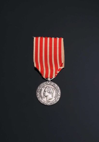 null -IDEM-. Medal of Italy, 1859 by Bar; awarded on the edge " SIGNORET J 6° de...