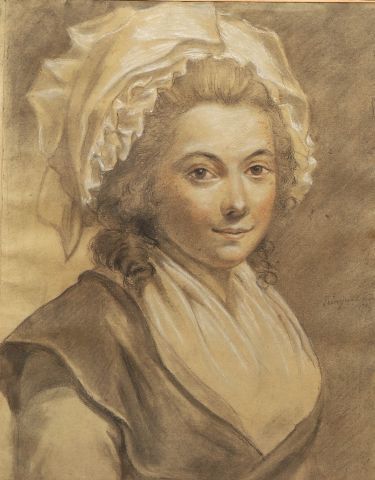 null Louis Rolland TRINQUESSE (1746-1800)
Portrait de femme 
Graphite sanguine et...
