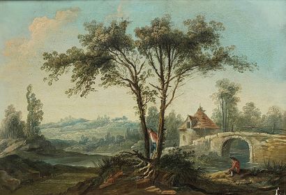  Attribué à Nicolas-Jacques JULLIARD (Paris, 1715-1790) 
La chasse à la palombe 
Huile...