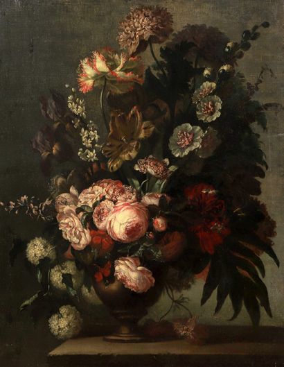  Attribué à Jean-Michel PICARD (1600-1682) 
Bouquet de fleurs dans un vase sur un...