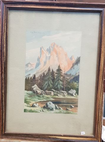 null Lot de 7 aquarelles : 

- Eugène FELLE, Isny, Aquarelle sur papier signée en...