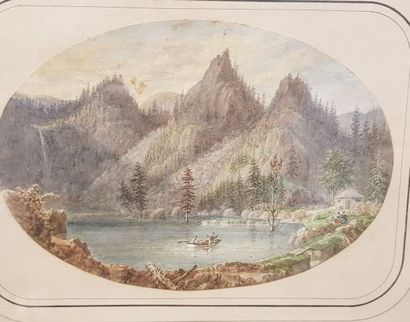 null ECOLE SUISSE OU ITALIENNE DE LA FIN DU XIXème siècle 

Lacs de montagne avec...