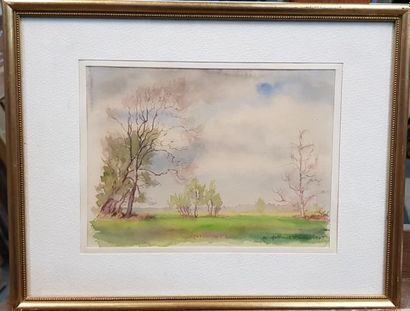 null Lot de 7 aquarelles : 

- Eugène FELLE, Isny, Aquarelle sur papier signée en...