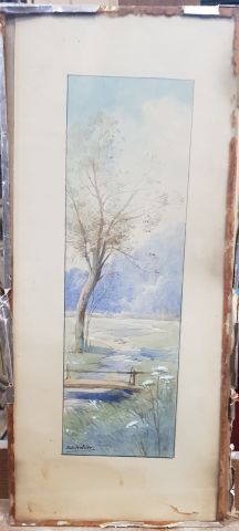 null Lot de 7 aquarelles : 

- Eugène FELLE, Isny, Aquarelle sur papier signée en...