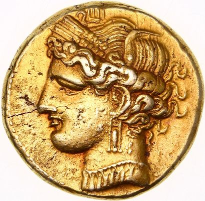 null Grèce Antique 

Zeugitane - Carthage 

Trihémisatère d'or / Tridrachme



Avers...