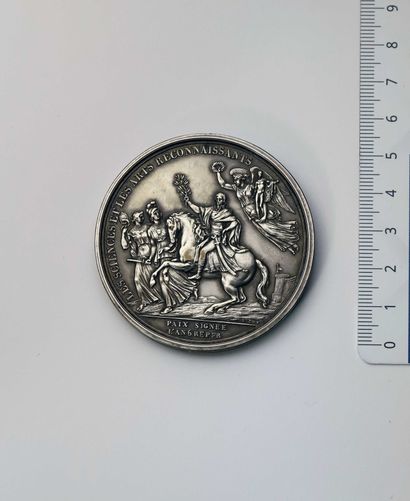 null Médaille: NAPOLEON I, Paix de Campo Formio. Médaille de bronze argenté (58 mm)...
