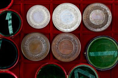 null Médaille : Lot de 5 médailles de concours agricoles en cuivre (3) et argent...