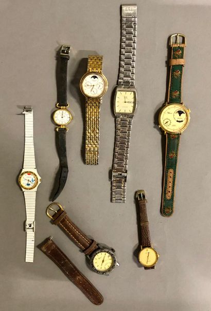 Sept montres-bracelets quartz.