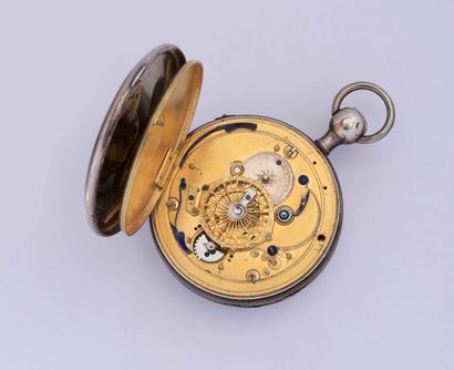 null Montre en argent à répétition, première moitié du XIXe siècle. D. 55mm. A restaurer....