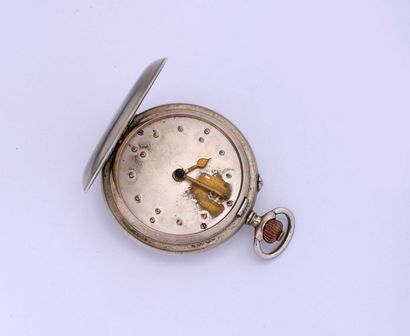 null Montre savonnette en argentan pour aveugle avec mouvement Roskopf, 8 rubis....