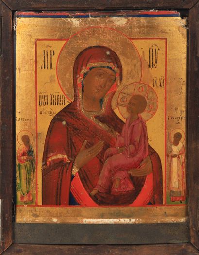 null Russian work of the 19th century.

The mother of God of Tikhvin.

In the margins,...