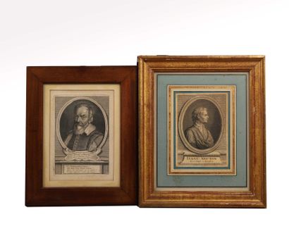 null Deux portraits en médaillon, l’un de Galileo Galilei, par Daumont, Paris, (25.7...