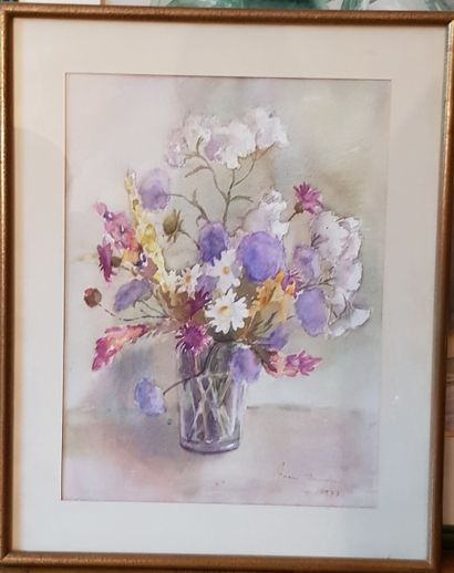 null Jeanne MEURDOC (?) 

Bunch of field flowers in a vase

Watercolour signed lower...