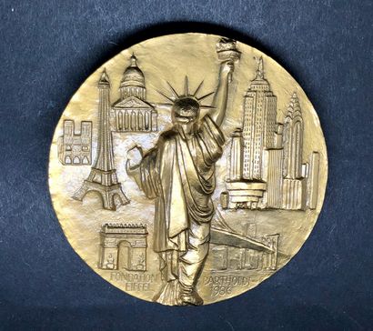 null Médaille en bronze - Statue de la Liberté et Fondation Bartholdi - Eiffel 1986...