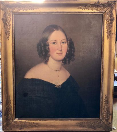 null Portrait de femme à la robe noire 

Huile sur toile dans le goût du XIXème siècle...