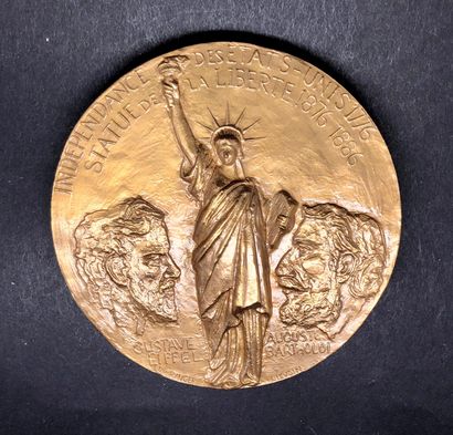 null Médaille en bronze - Statue de la Liberté et Fondation Bartholdi - Eiffel 1986...