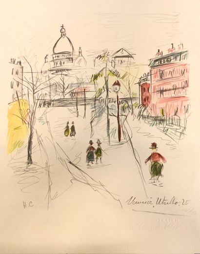 null Maurice UTRILLO (1883 - 1955) 

Montmartre

Lithographie couleurs, épreuve hors...