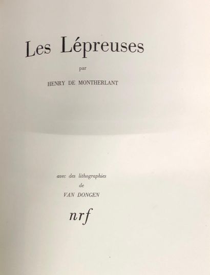 null MONTHERLANT, Henri de. Les lépreuses, lithographies de Van Dongen. Gr in-4°,...