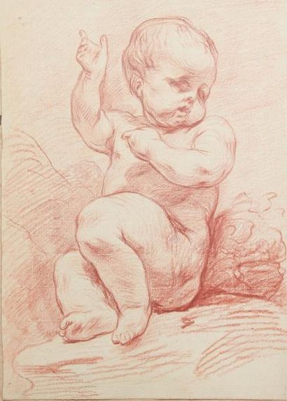 ECOLE FRANCAISE Seconde moitié du XVIIIe siècle Etude d'enfant assis le bras gauche...
