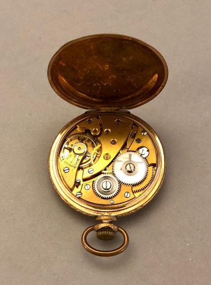 null Gold-plated metal extra-flat anchor watch marked 'Chronomètre Alheur', the back...