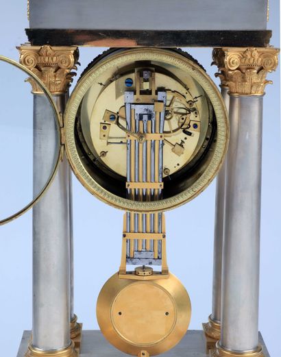 null Chimney regulator with date, age and phases of the moon and equal winding, signed...