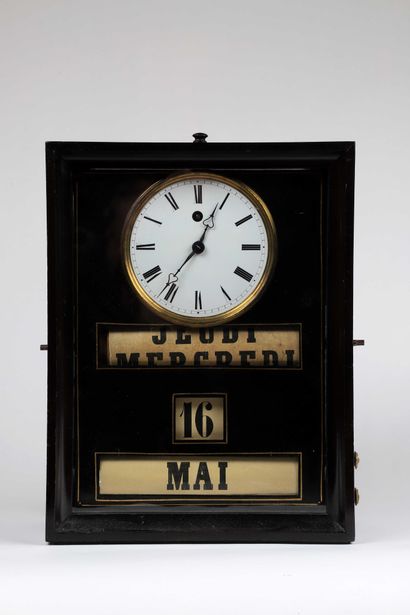 Ebonized wood 'Redier' system clock with...