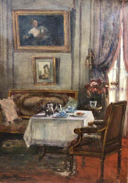 null Lise ULLMANN (XIX-Xxème s.)

Scène d'intérieur: le thé

Huile sur toile signée...