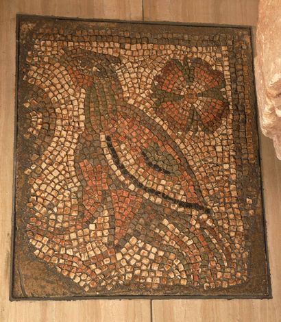 null Fragment de mosaïque figurant un oiseau 

Art Romain, IIIème siècle 

50 x 44...