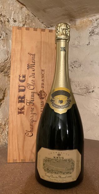 null 1 bottle CHAMPAGNE KRUG "Clos du Mesnil" 1990 In box.