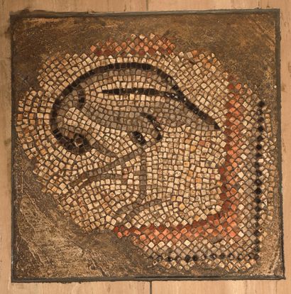 null Fragment de mosaïque figurant un oiseau 

Art Romain, IIIème siècle 

40 x 40...