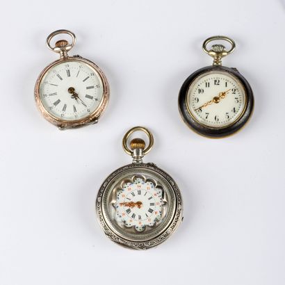 Three collar watches, two in silver and one...
