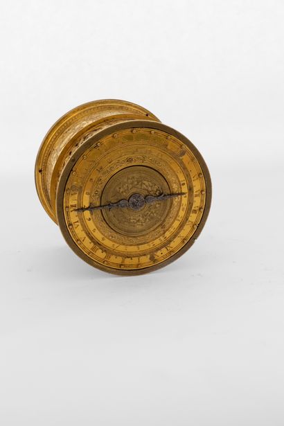 null Circular table clock with hour chimes, Germany, circa 1600. 

24-hour dial in...