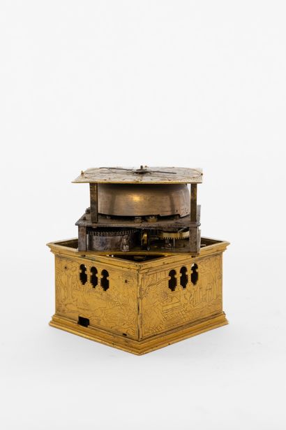 null Square table clock with striking, stamped on the movement 'MN', southern Germany,...