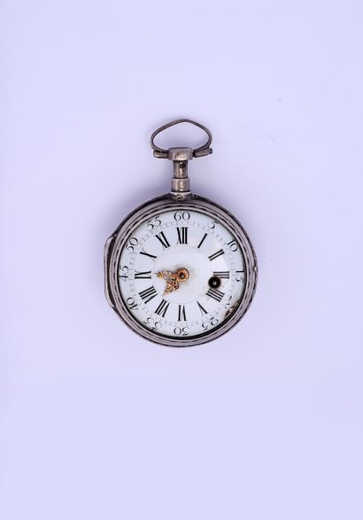 null Silver verge watch signed (movement) 'T Lefebure N° 474 in Paris, mid 18th century.

White...