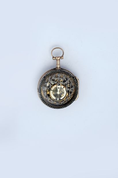 null Gold half-skeleton watch, third quarter of the 18th century.

White enamel dial...