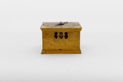 null Square table clock with striking, stamped on the movement 'MN', southern Germany,...