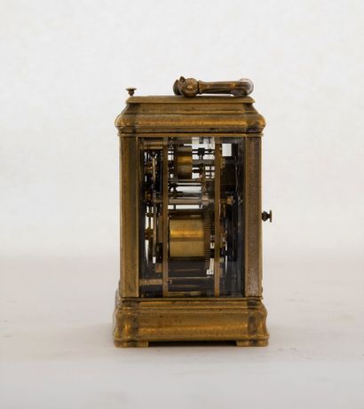 null Small travel clock with large and small chimes and repeater, signed (dial),...