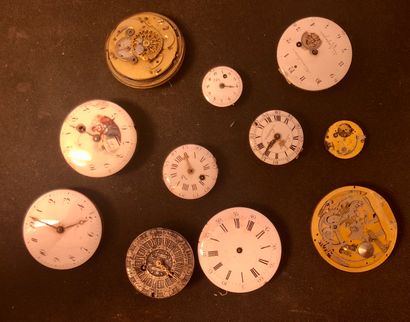 null Twenty-two watch movements, mostly from the 18th century and with dials.