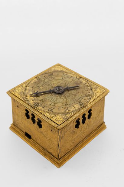 null Square table clock with striking, stamped on the movement 'MN', southern Germany,...